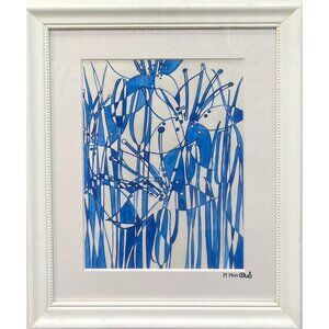 Blue and White Flower Drawing